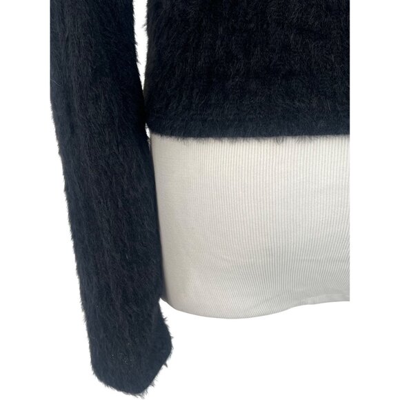 NWT Hollister Black Button Front V-Neck Long Sleeve Soft Fuzzy Sweater Top - Picture 12 of 13